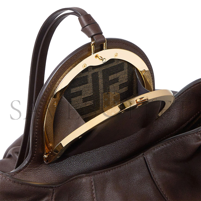 F**di spy dark brown leather bag 8br839ayctf0l1b (48*22*20cm)